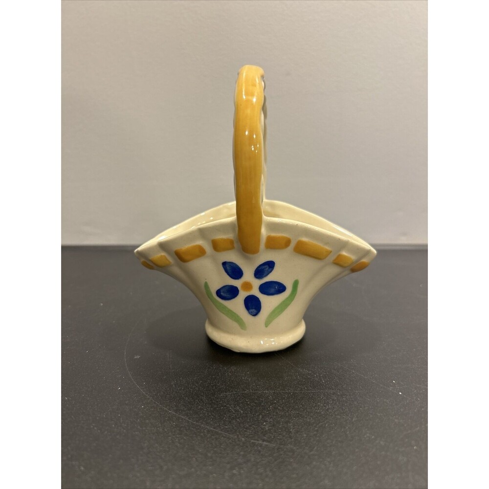 Vintage Shawnee USA Ceramic Basket #640 Hand Painted Flower Candy Dish